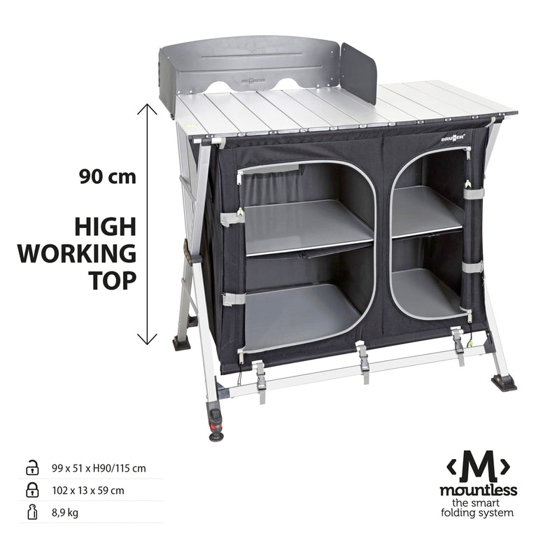 BRUNNER camping kitchen Azabache CT Cross Square cooking box camping cupboard kitchen aluminum