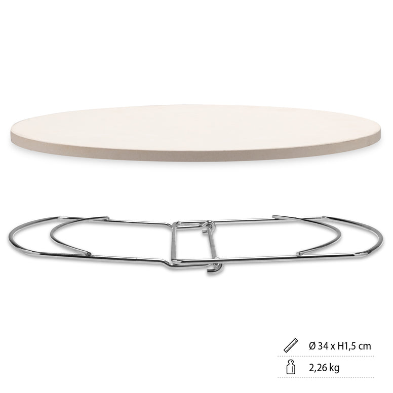 BRUNNER Pizza Stone Baking Plate Round Camping Outdoor Grill Accessories Oven Bread 34 cm
