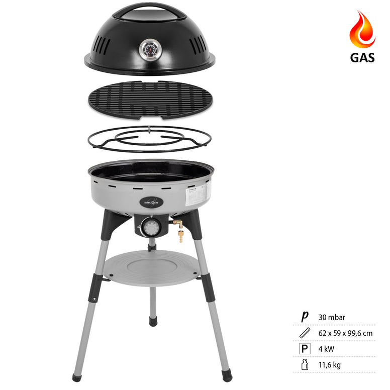 BRUNNER Gasgrill Devil BBQruiser HT Gas Camping Kocher Rund Grill Outdoor 30mBar