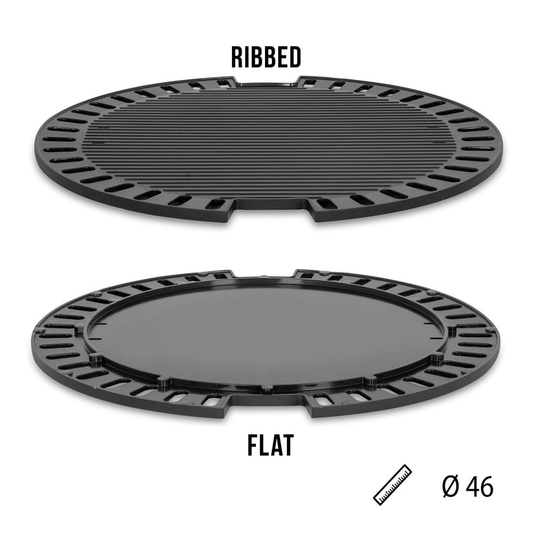 BRUNNER Grillplatte Ribbed Outdoor Camping Grill Gerippt Wendbar BBQ Rund 46 cm