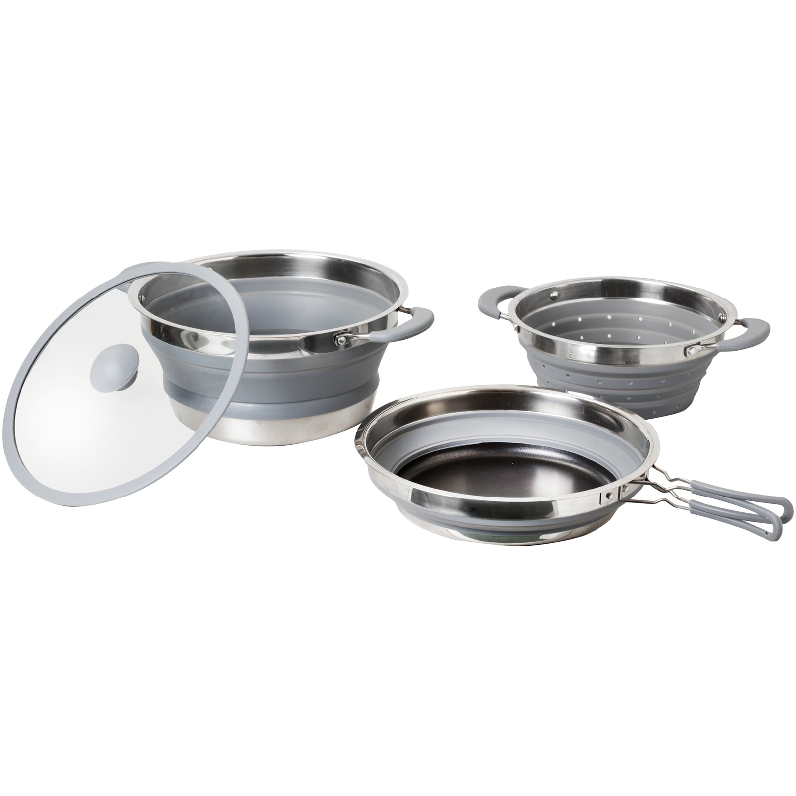 BRUNNER Ensemble de cuisine Volcano Camping Cuisine Casserole Poêle Vaisselle Empilable Silicone