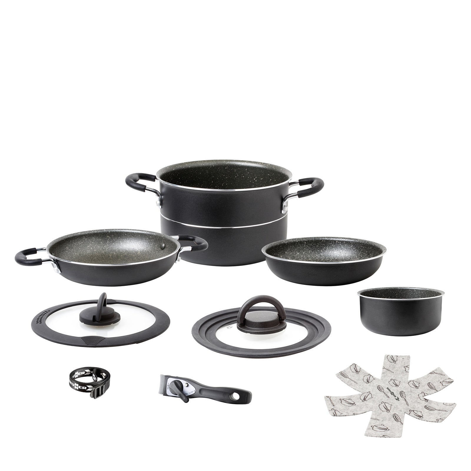 BRUNNER Set de cuisine en aluminium Pirate Ø22 Ustensiles de cuisine d'extérieur pour camping Casserole Poêle