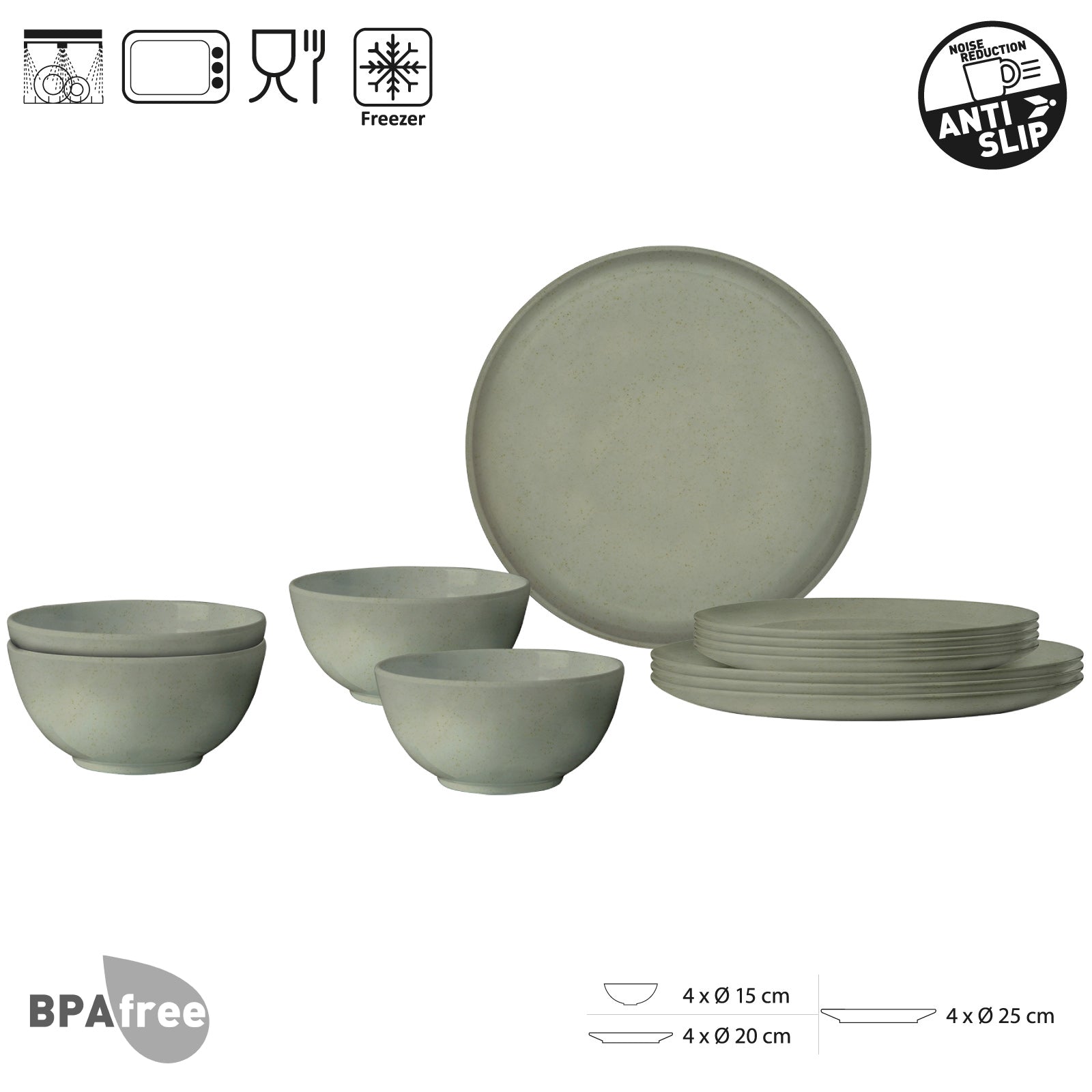 BRUNNER Camping Tableware Set Midday RPET Tierra Camping Plate Bowl 12 pieces