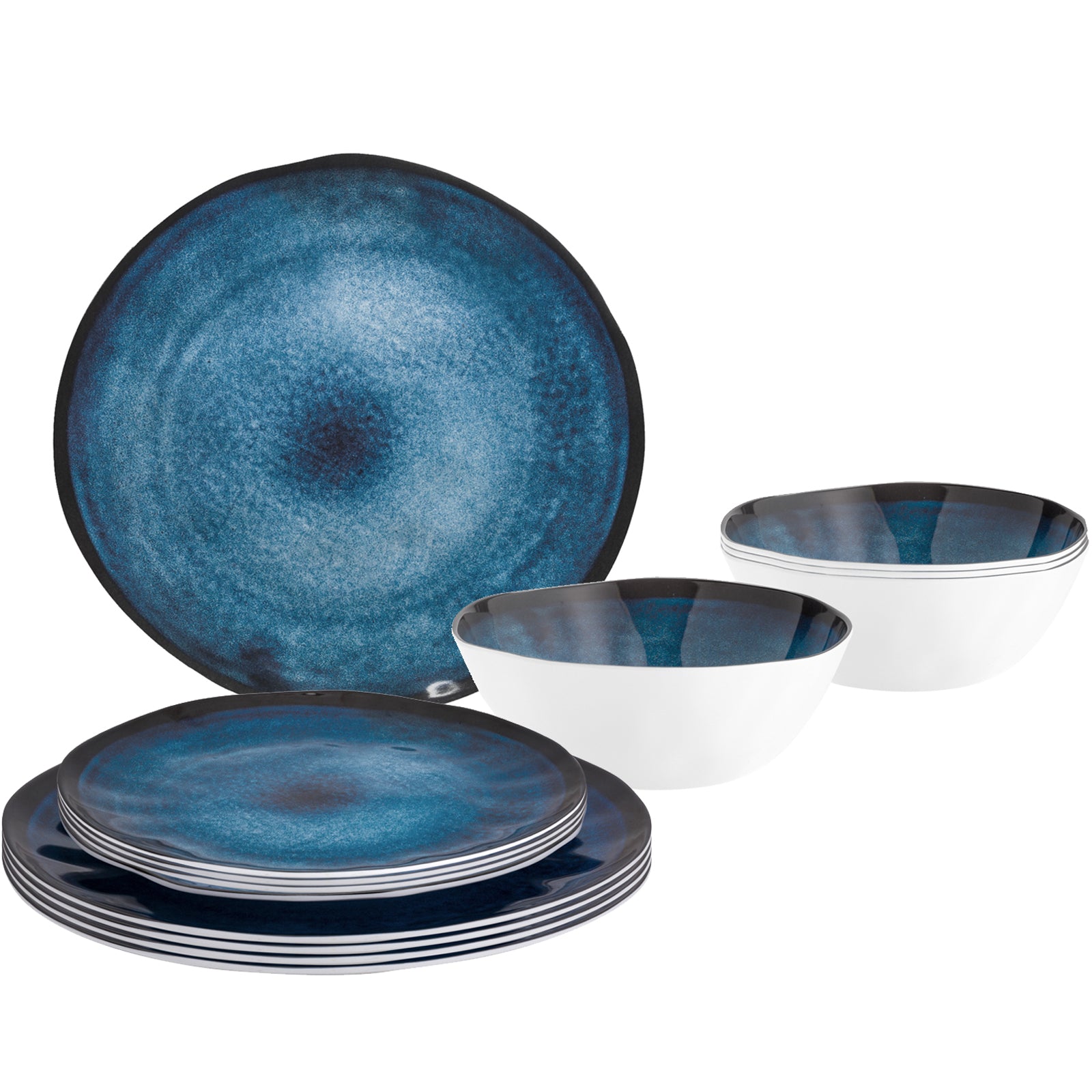 BRUNNER Melamine Camping Tableware Set Midday Breeze Camping Plate Bowl 12 pieces