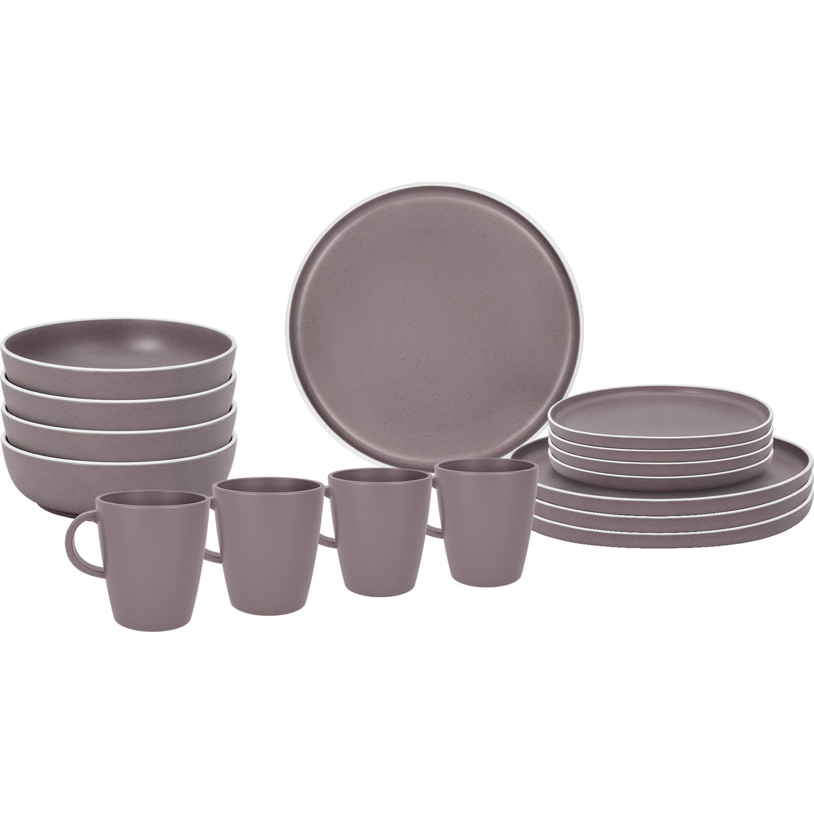 BRUNNER Melamin Geschirr Set Lunch Box Dolomit Stone Touch Camping Teller 16tlg