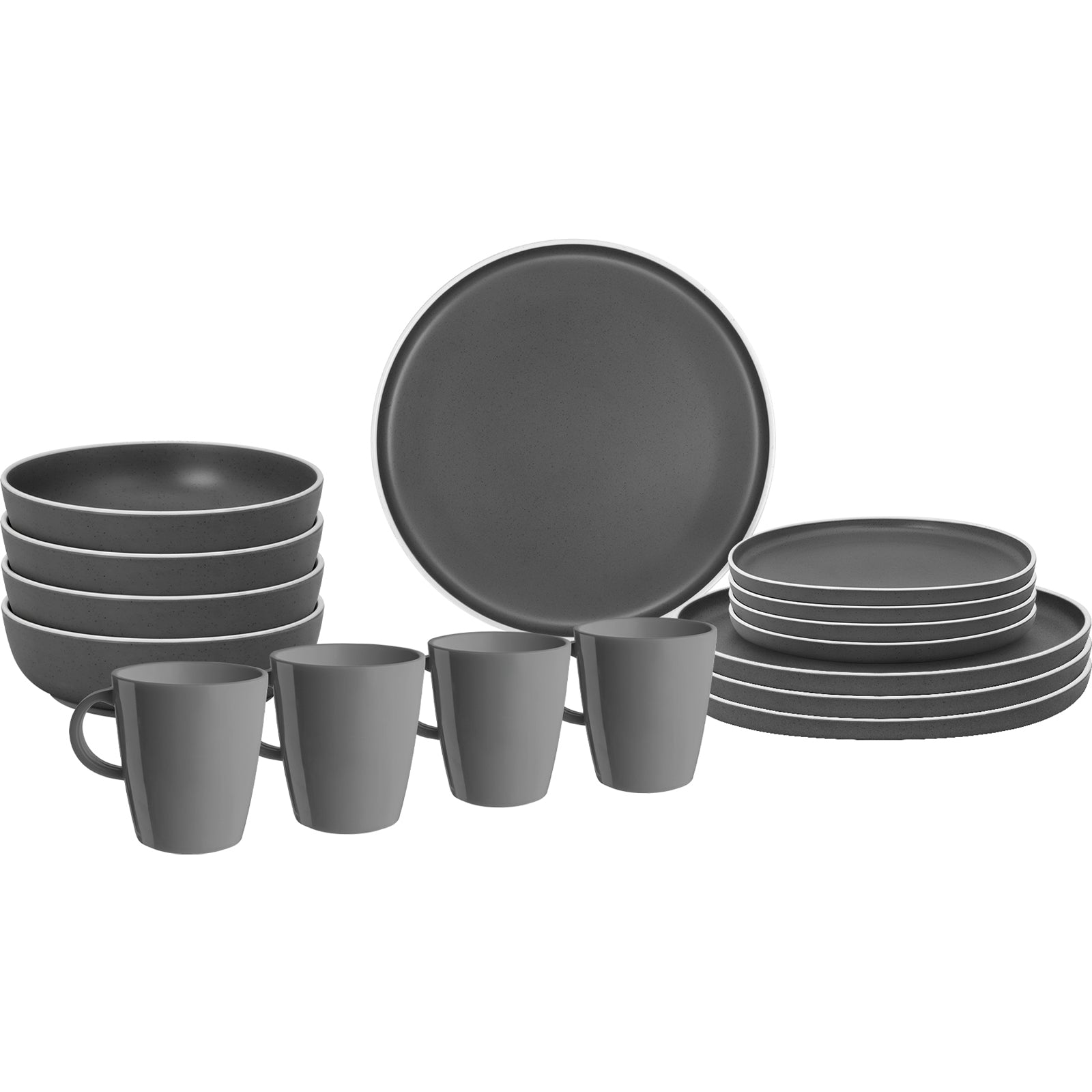 BRUNNER Melamin Geschirr Set Lunch Box Dolomit Stone Touch Camping Teller 16tlg
