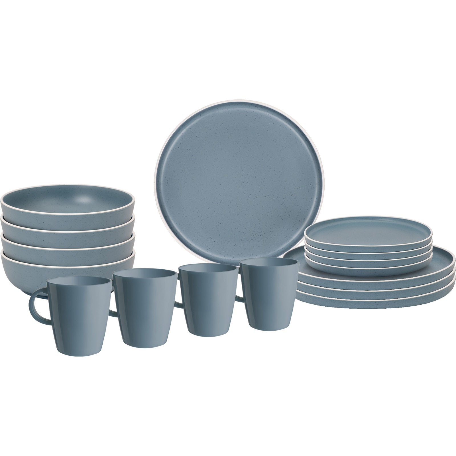 BRUNNER Melamin Geschirr Set Lunch Box Dolomit Stone Touch Camping Teller 16tlg