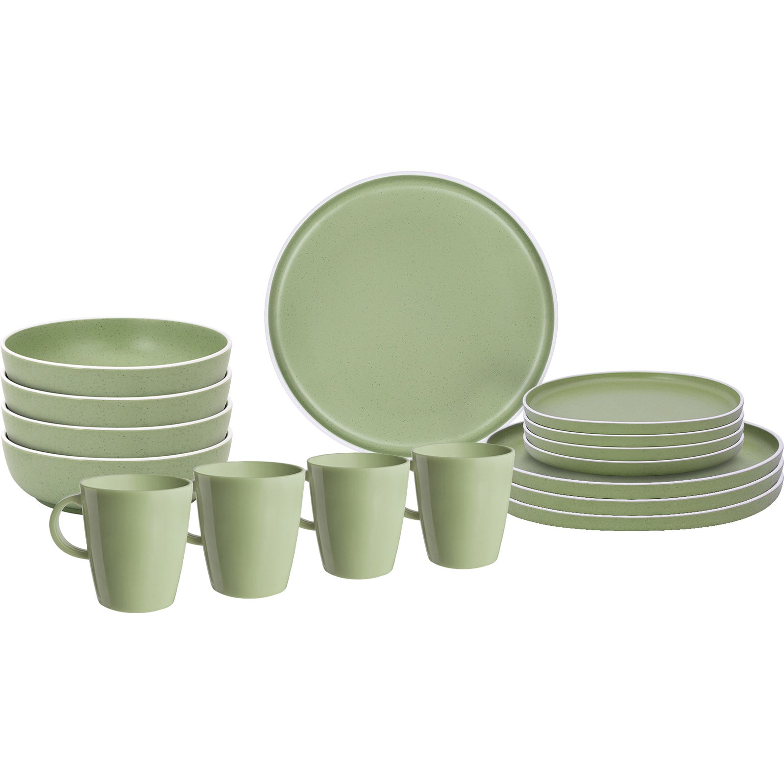 BRUNNER Melamin Geschirr Set Lunch Box Dolomit Stone Touch Camping Teller 16tlg