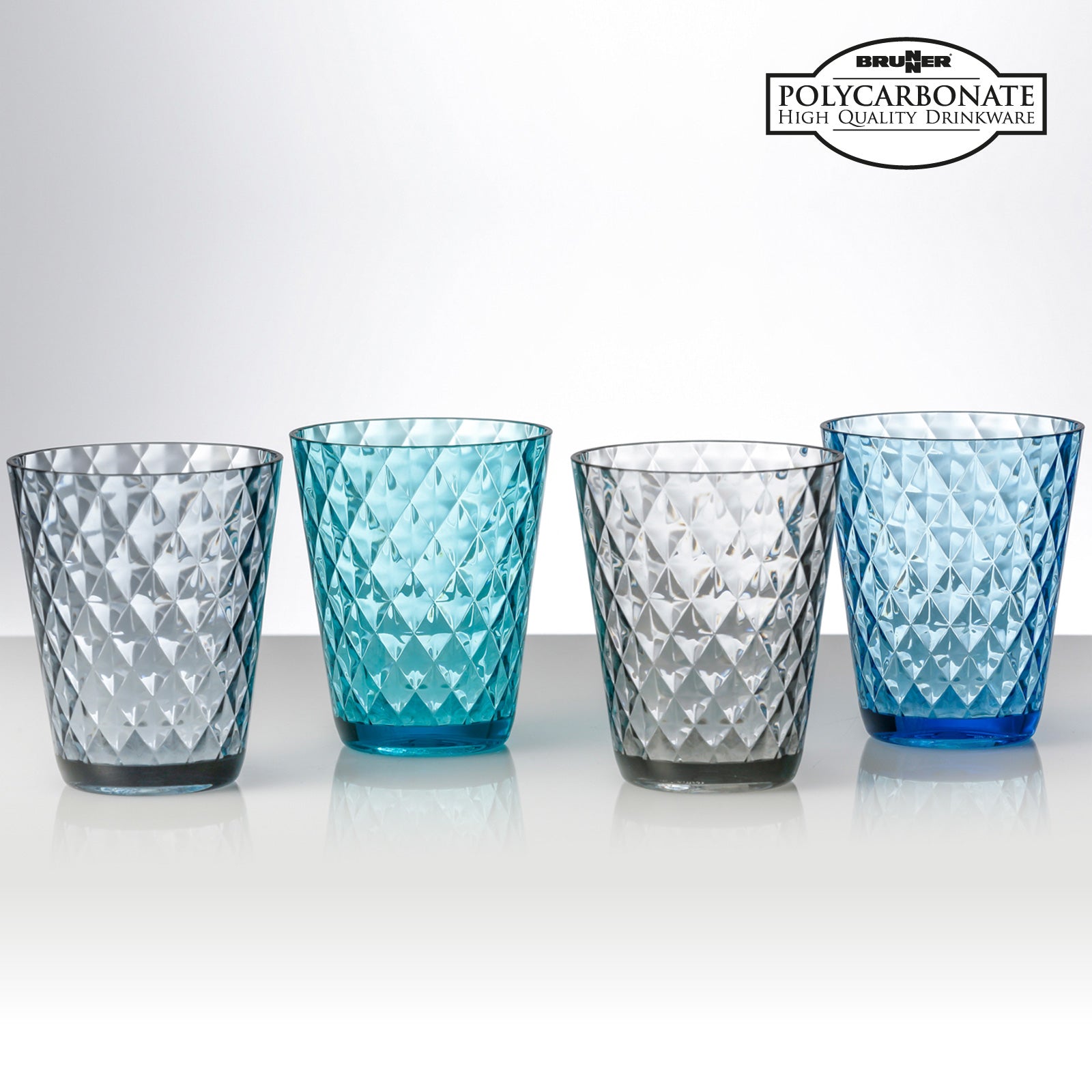 BRUNNER Camping Glass Lot de 4 verres à eau Diamond résistants aux chocs 300 ml