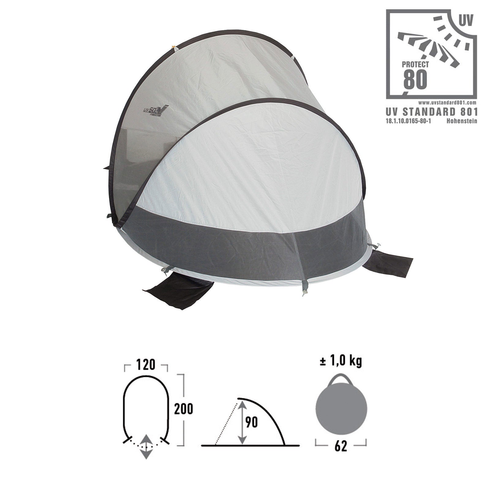 HIGH PEAK Calobra 80 PopUp Beach Shelter Sun Protection Beach Tent - UV Protection 80