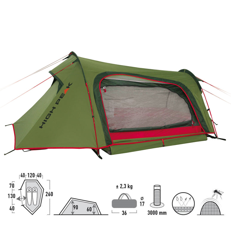 HIGH PEAK Trekkingzelt Sparrow LW 1-2 Personen Camping Fahrrad Einmann Zelt 2 kg