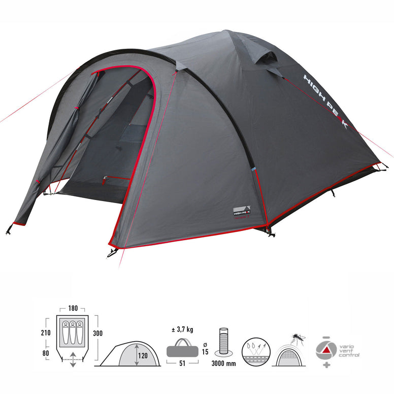 HIGH PEAK Iglu Zelt Nevada 3 Personen Camping Kuppelzelt Fahrrad Trekkingzelt