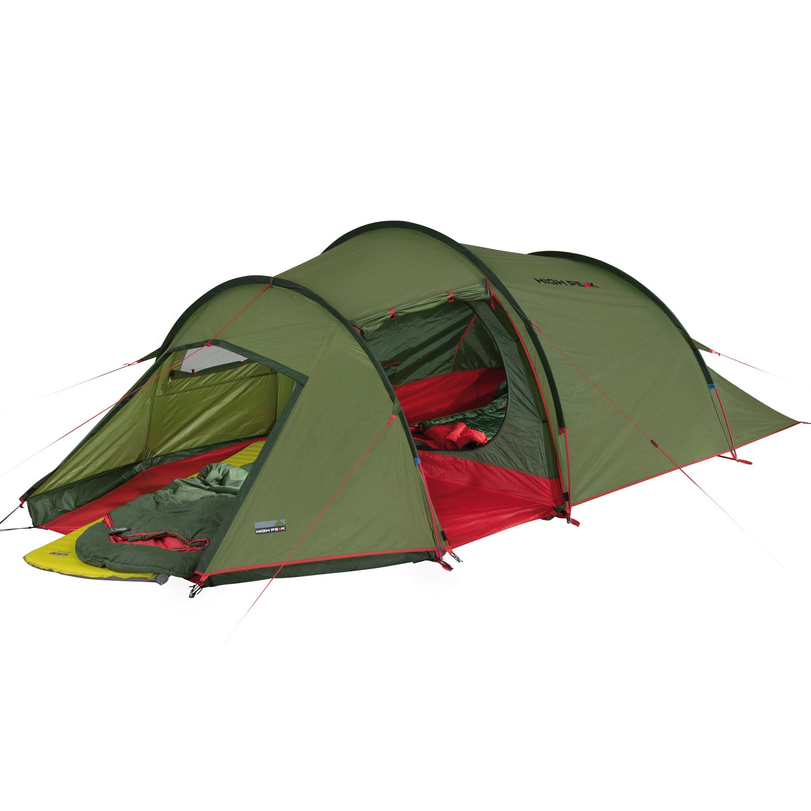 HIGH PEAK Trekkingzelt Falcon 4 Personen Tunnel Zelt Camping Vorraum Leicht