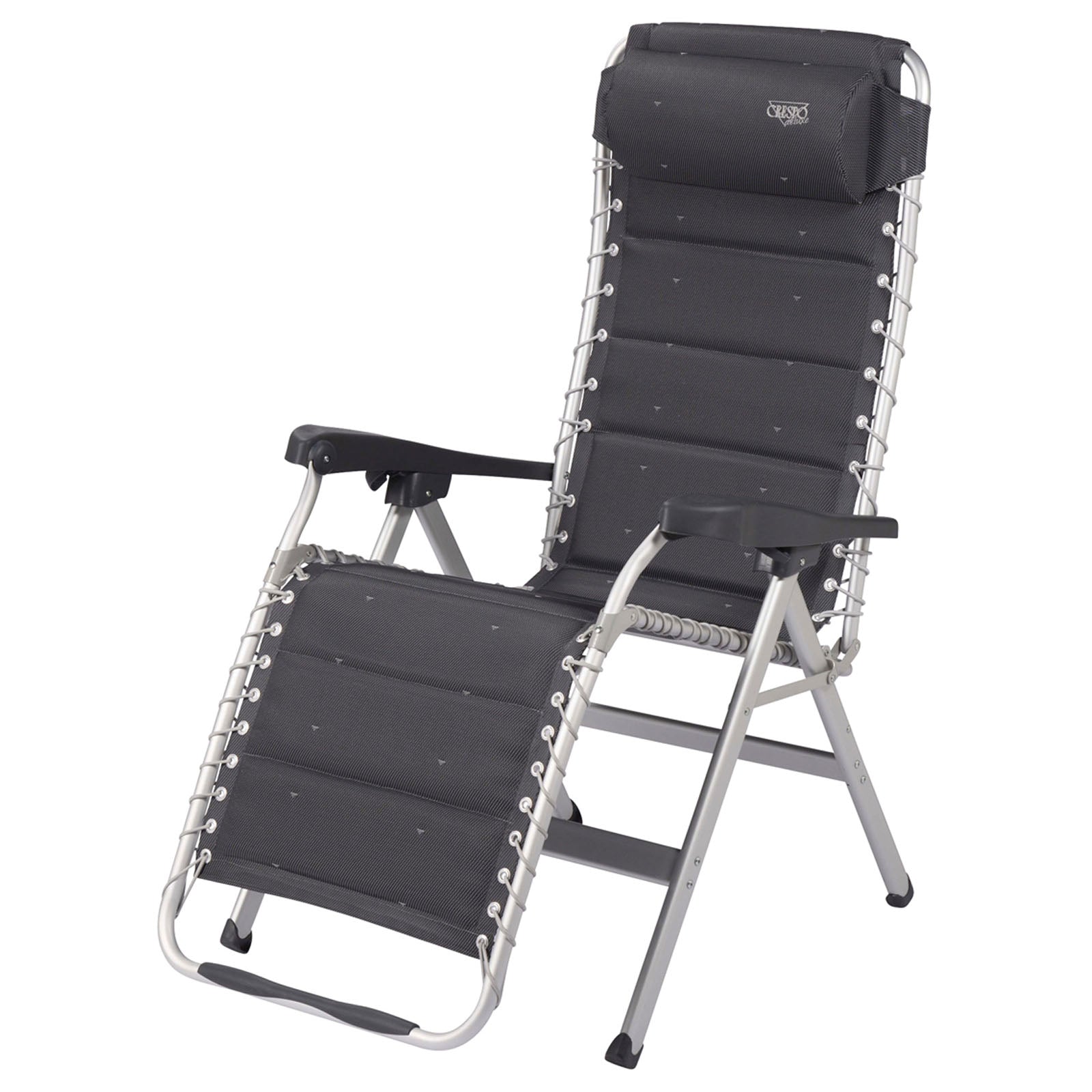 Chaise longue de jardin de camping CRESPO AL 232 Deluxe pliable en aluminium XL