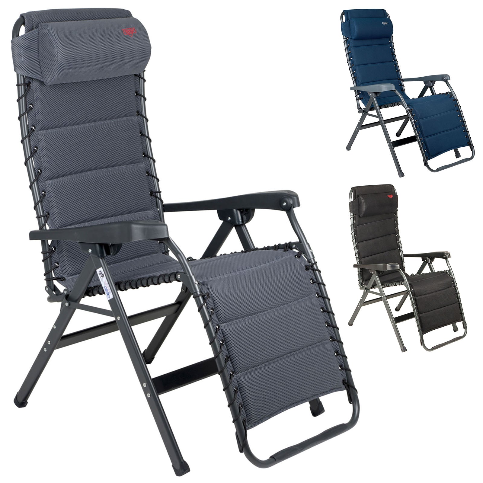 Chaise longue de jardin de camping CRESPO AP232 Air Deluxe pliable en aluminium