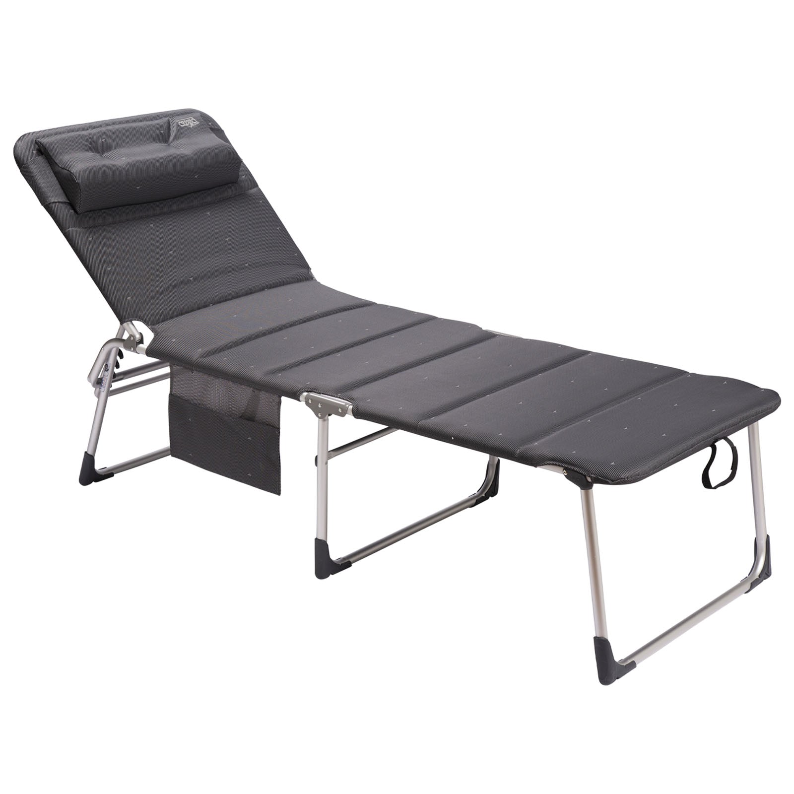 Chaise longue de jardin de camping CRESPO AL 363 Deluxe pliable en aluminium XL