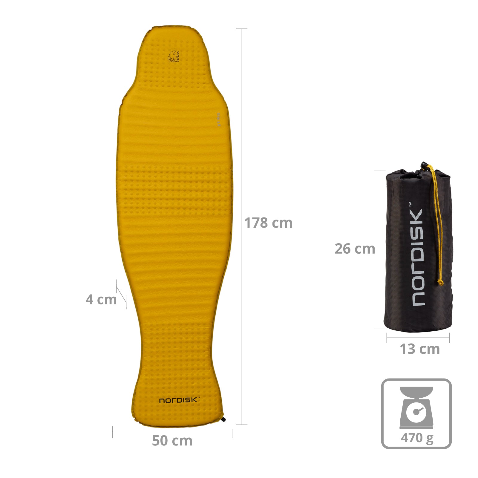 Tapis de couchage ultraléger NORDISK Grip 3.8, léger, autogonflant, pour trekking et camping
