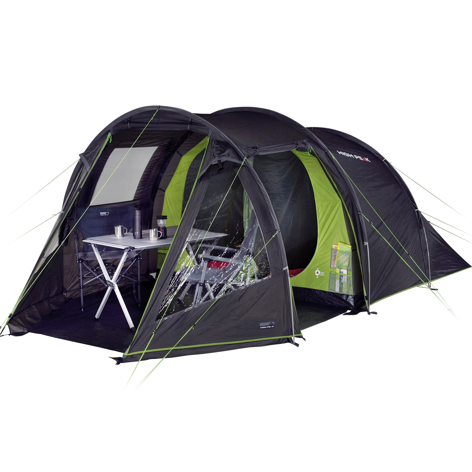 HIGH PEAK tunnel tent Paxos 4 people camping group tent family tent vestibule
