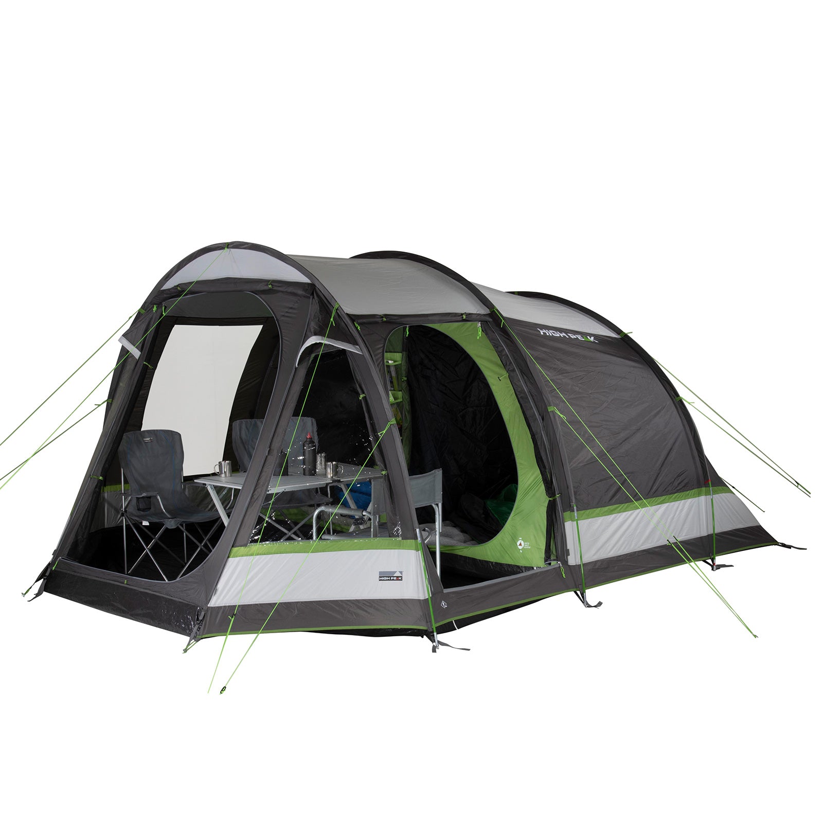 Tente tunnel HIGH PEAK Meran Tente de camping familiale 5 personnes avec 2 cabines et vestibule