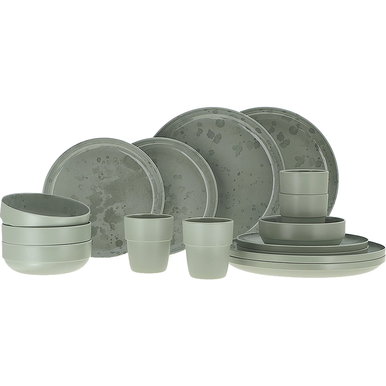 TRAVELLIFE Melamin Geschirr Set Palma Camping Reise Keramik Optik 16 teilig