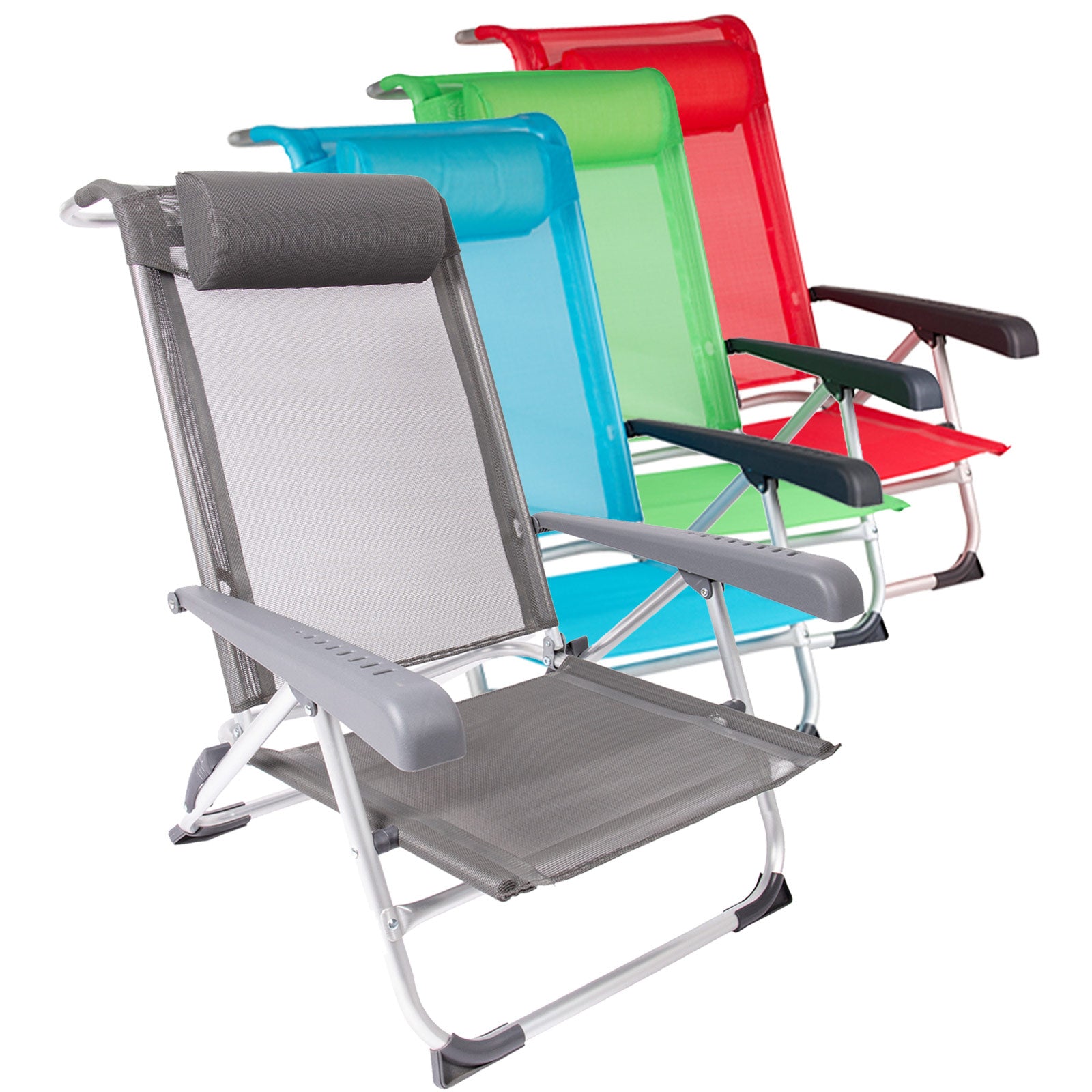 BO-CAMP Beach Chair Lounger Camping Folding Chair Garden Armchair Low Aluminium 100 kg