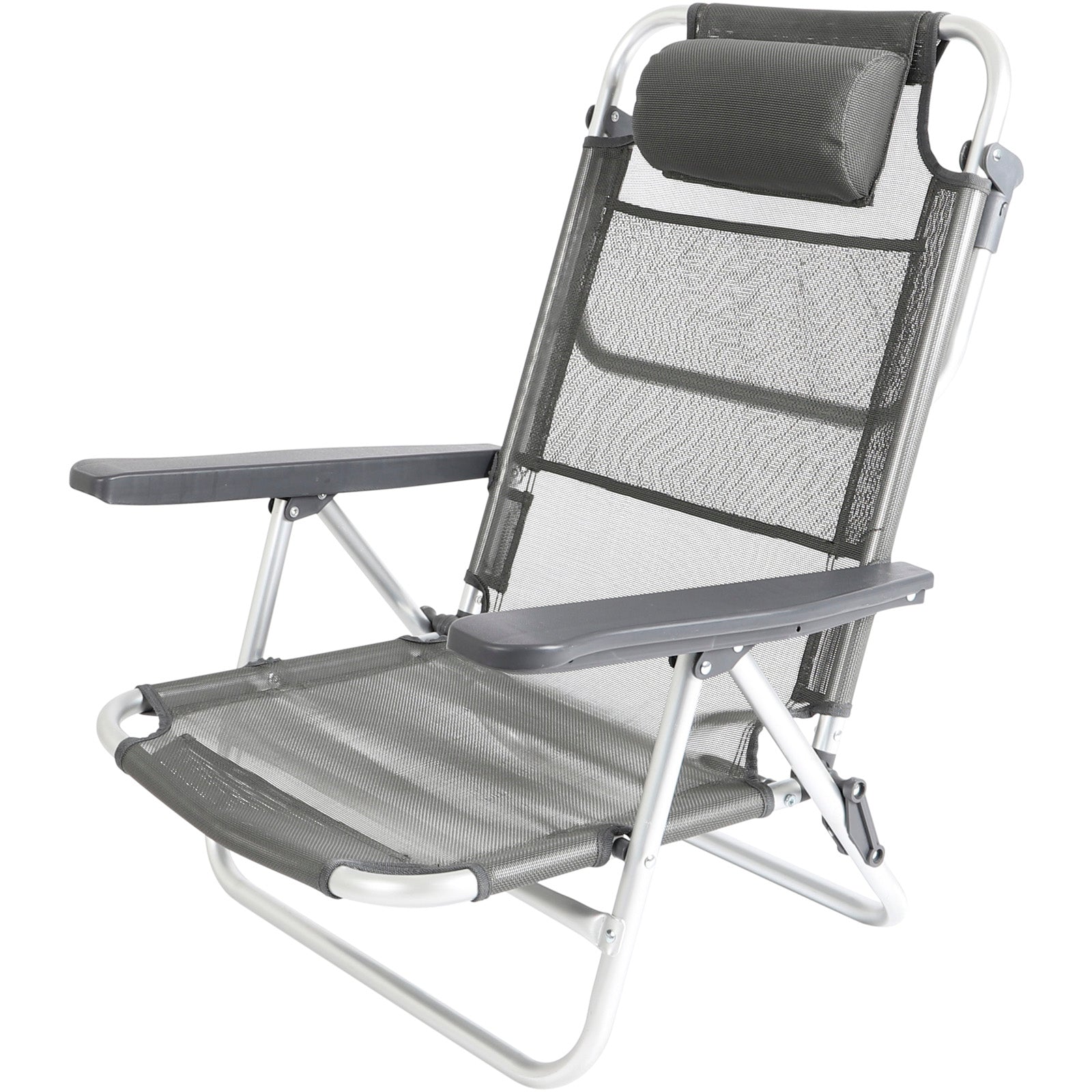 BO-CAMP Beach Chair Monaco Camping Lounger Chair Folding Chair Low Adjustable Aluminium