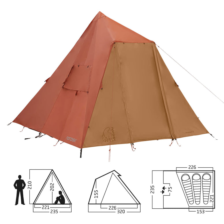 Tente maison NORDISK Thrymheim 3 personnes PU Famille First Tipi Wigwam Antichambre Alu