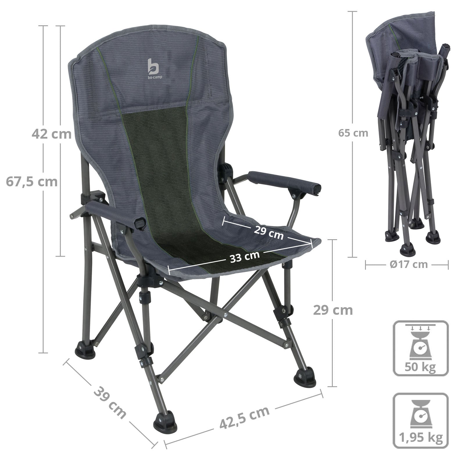 BO-CAMP Children's Chair Camping Chair Folding Chair Beach Folding Chair Foldable Steel 50kg