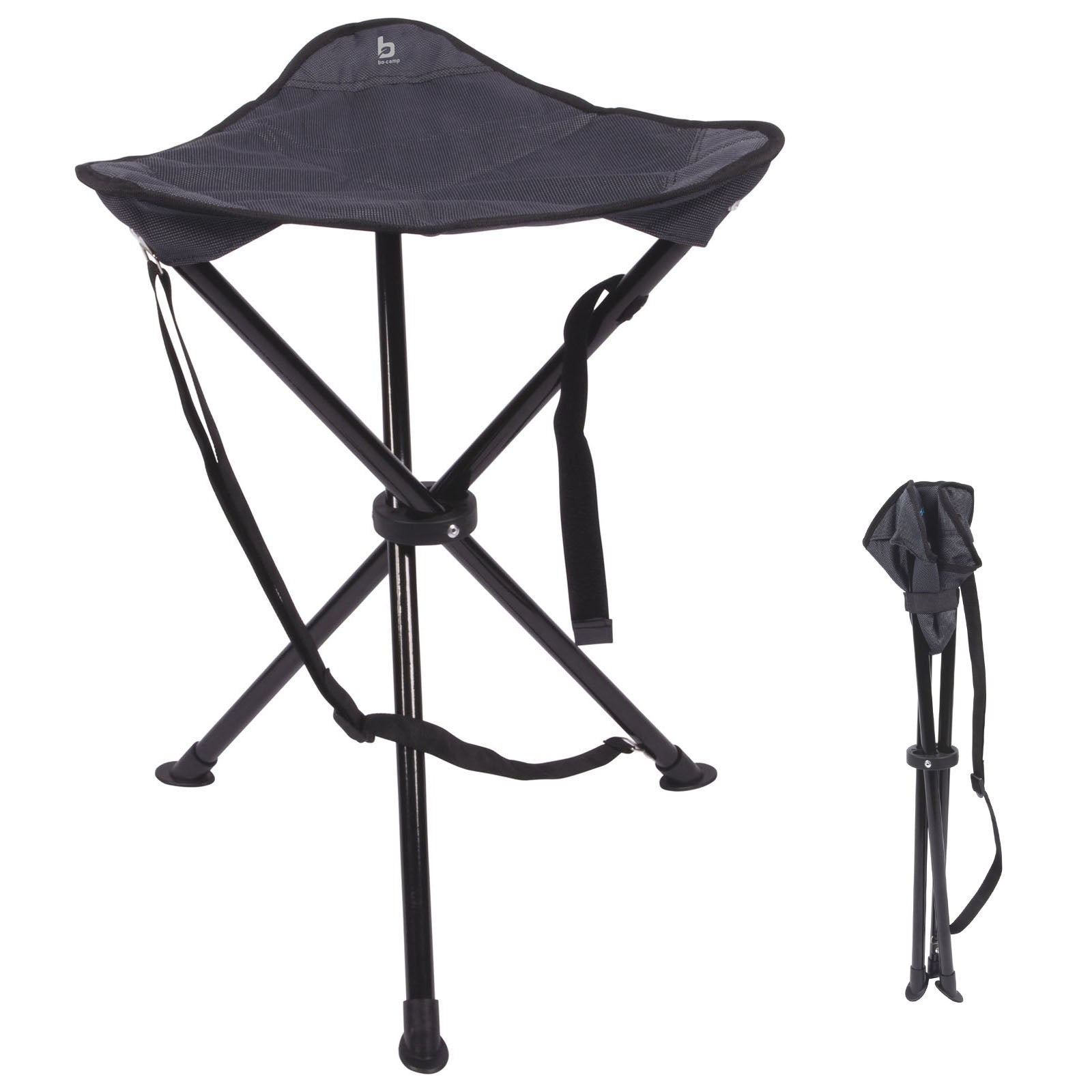 Tabouret trépied BO-CAMP XL - Tabouret haut pliant pour camping, pêche, 3 pieds, acier, 100 kg