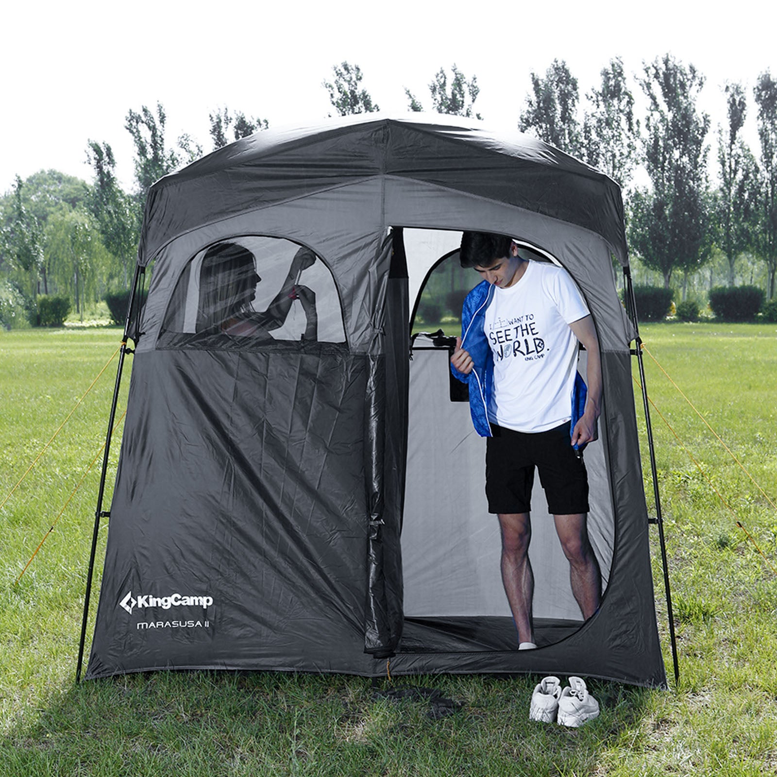 Tente de douche KINGCAMP Marasusa II Tente de camping à langer WC Tente de toilette 2 personnes