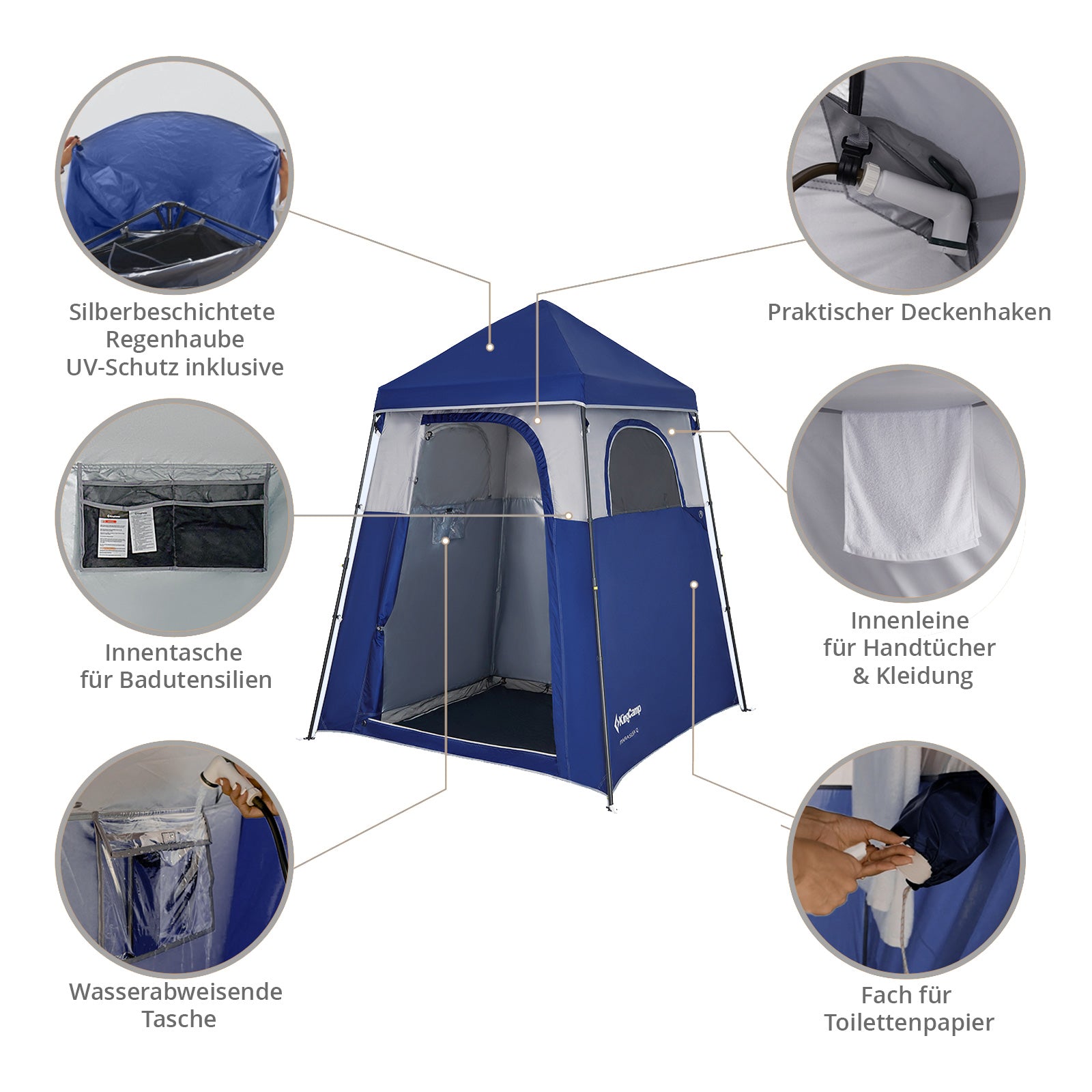 KINGCAMP Duschzelt Marasusa Q Camping Umkleidezelt WC Toiletten Zelt 2 Personen