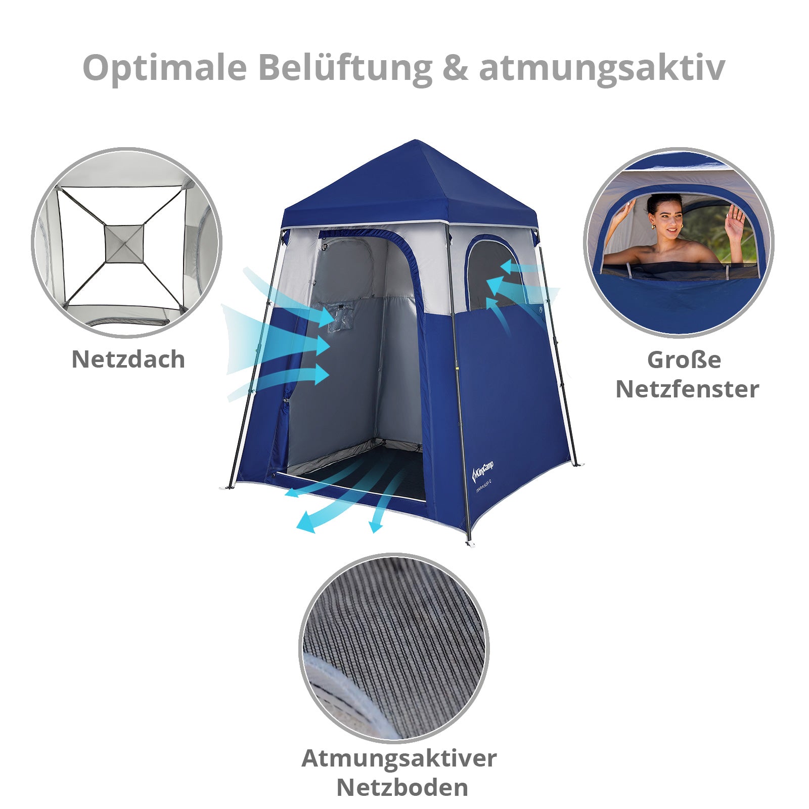 KINGCAMP Duschzelt Marasusa Q Camping Umkleidezelt WC Toiletten Zelt 2 Personen