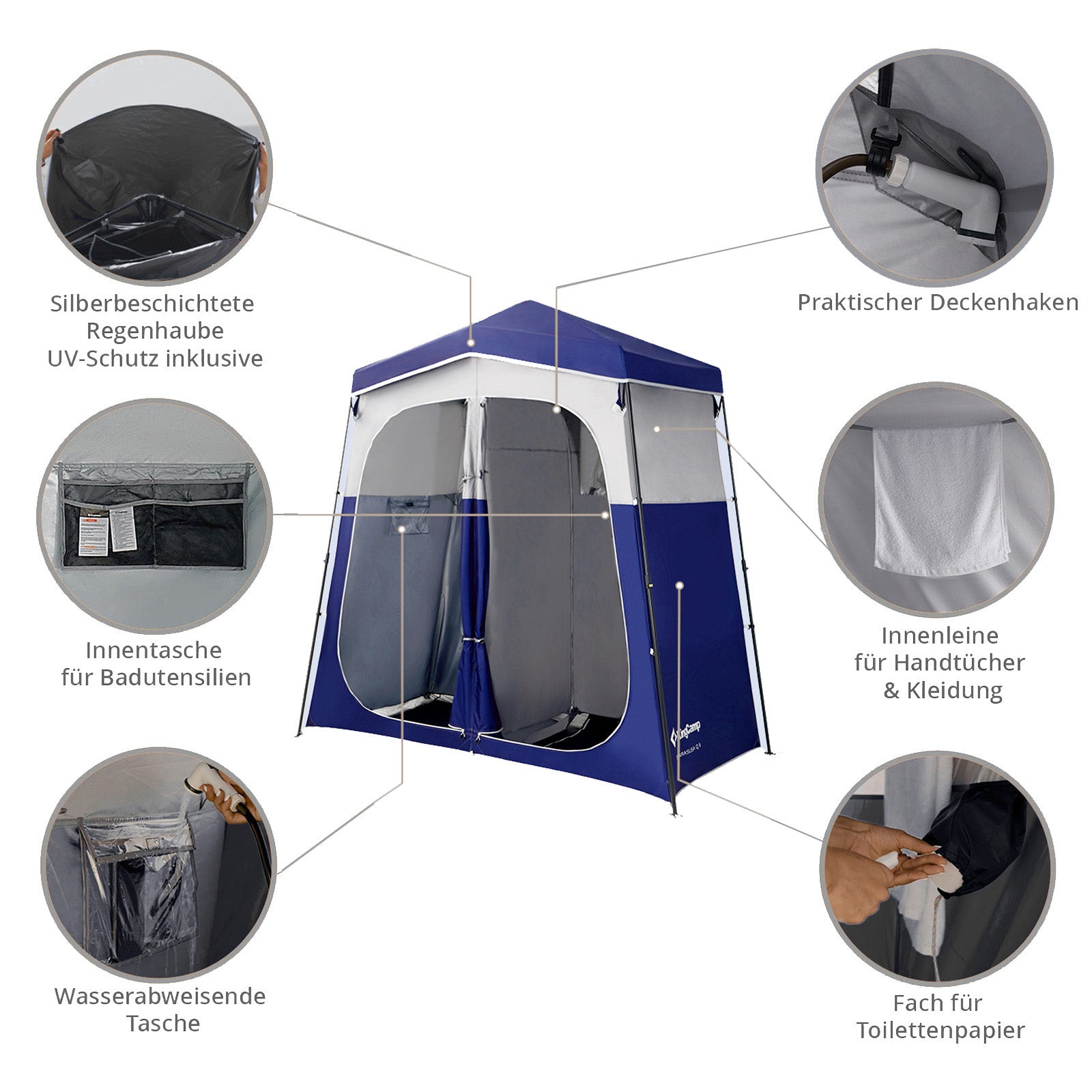 KINGCAMP Duschzelt Marasusa Q Double Camping Umkleidezelt WC Zelt 2 Personen