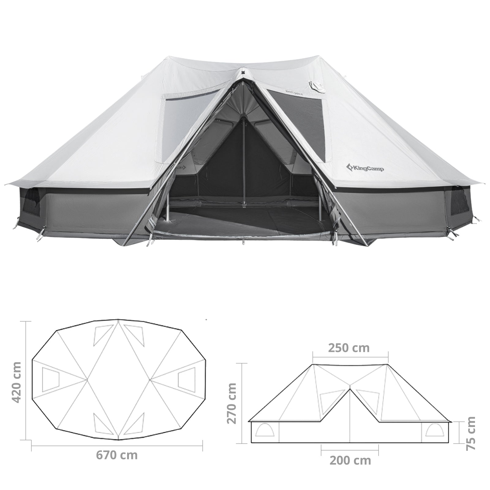 KINGCAMP Group Tent Khan Palace 8 Persons Glamping Camping Tent Cotton