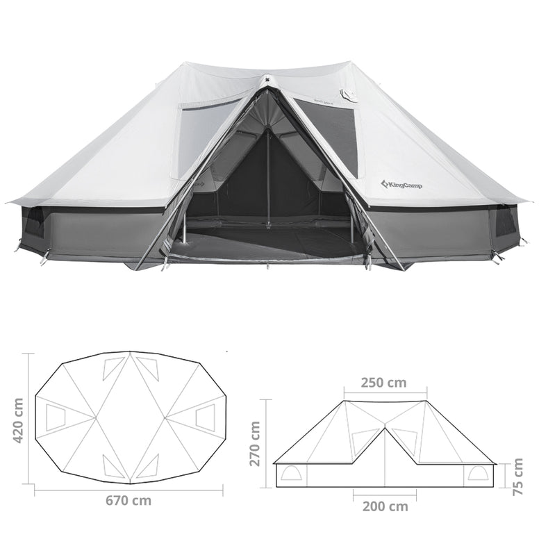 KINGCAMP Group Tent Khan Palace 8 Persons Glamping Camping Tent Cotton