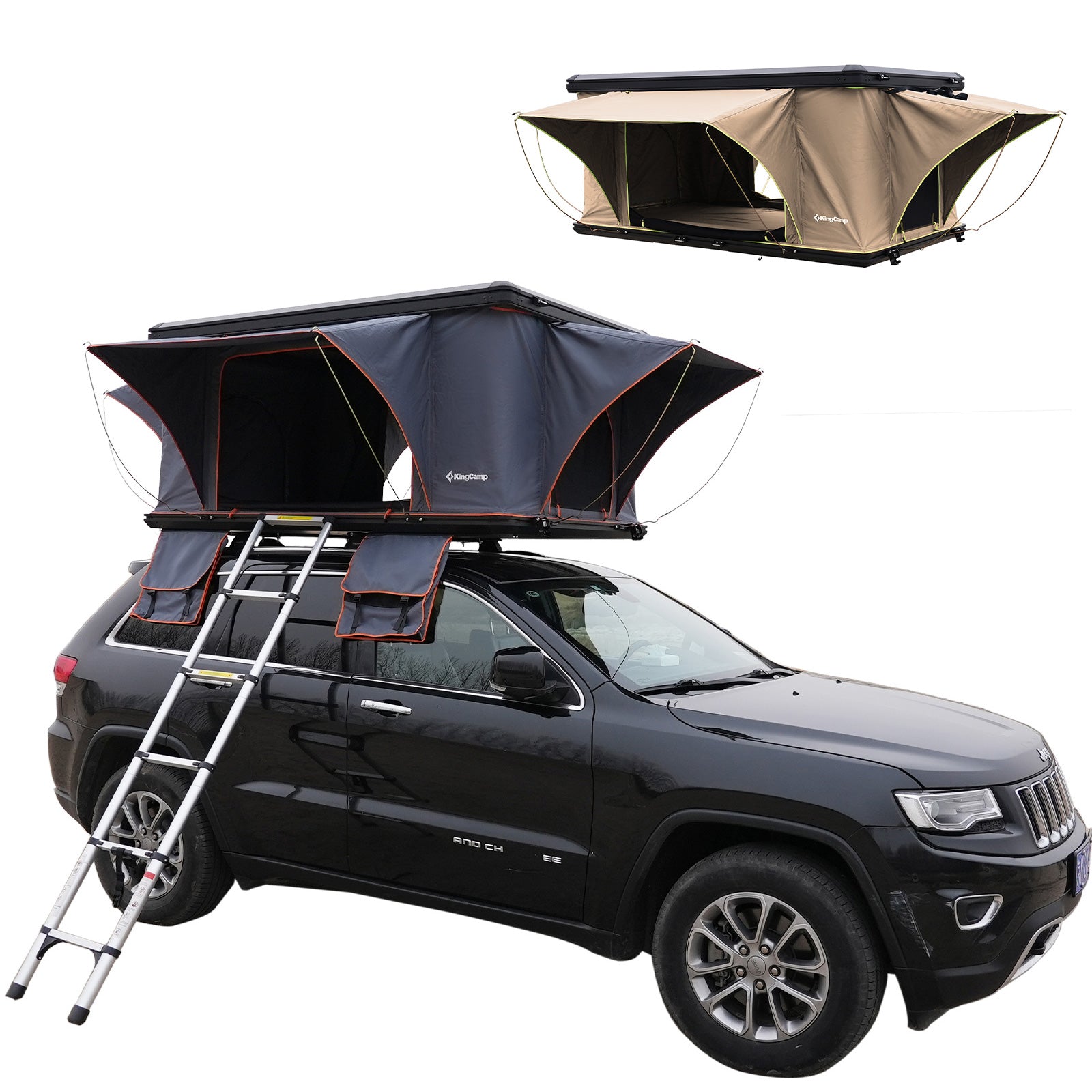 KINGCAMP Car Roof Tent Boundless 2 Person Hard Shell Roof Tent Automatic Box