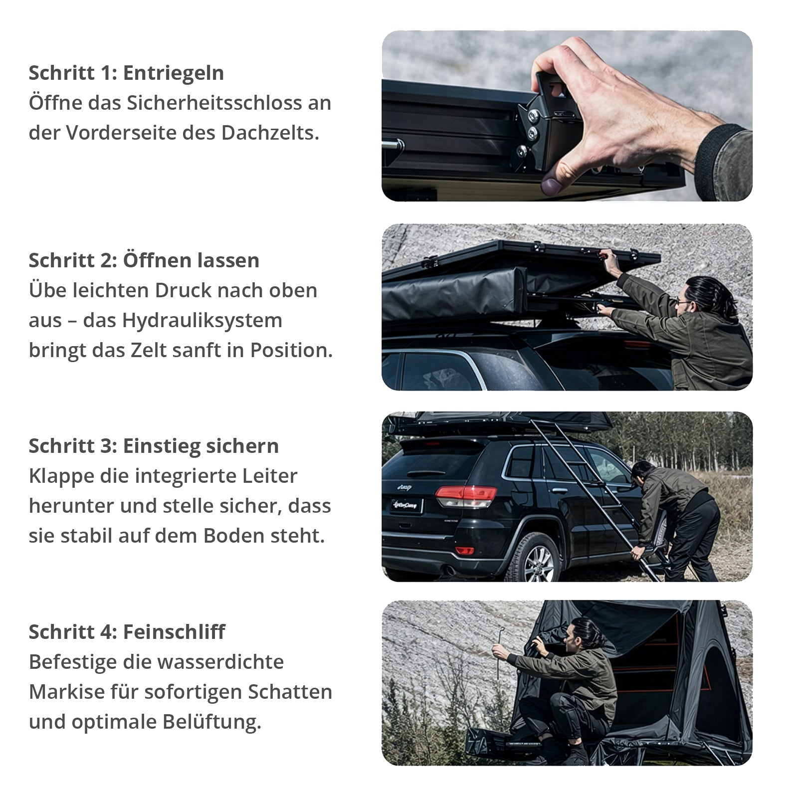 KINGCAMP Auto Dachzelt Open Road LW 2 Personen Hartschale Automatik Dach Zelt