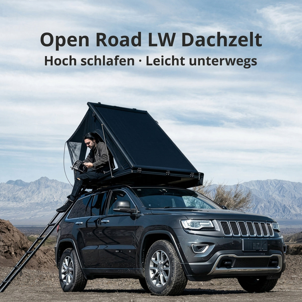 KINGCAMP Auto Dachzelt Open Road LW 2 Personen Hartschale Automatik Zelt Alu