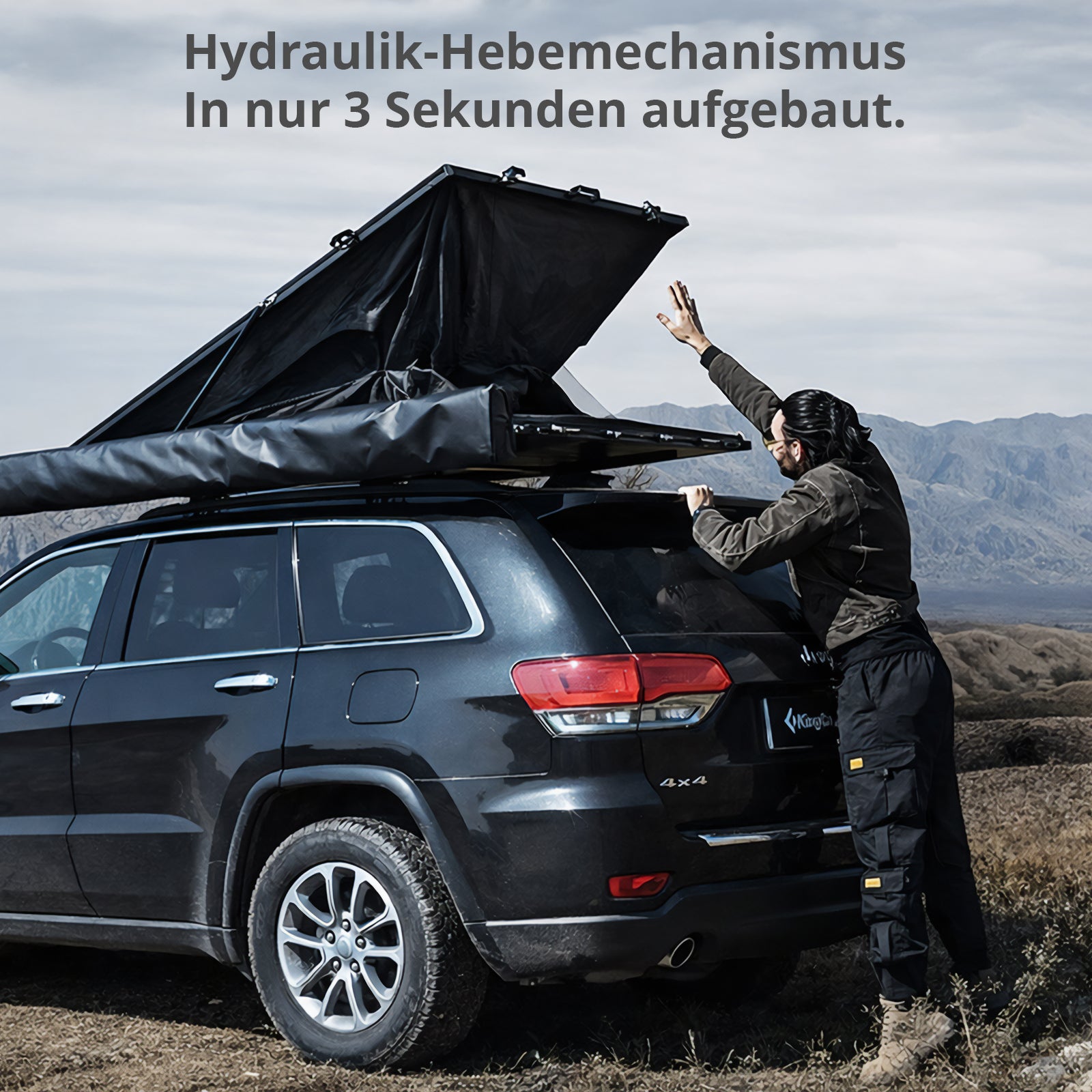 KINGCAMP Auto Dachzelt Open Road LW 2 Personen Hartschale Automatik Dach Zelt