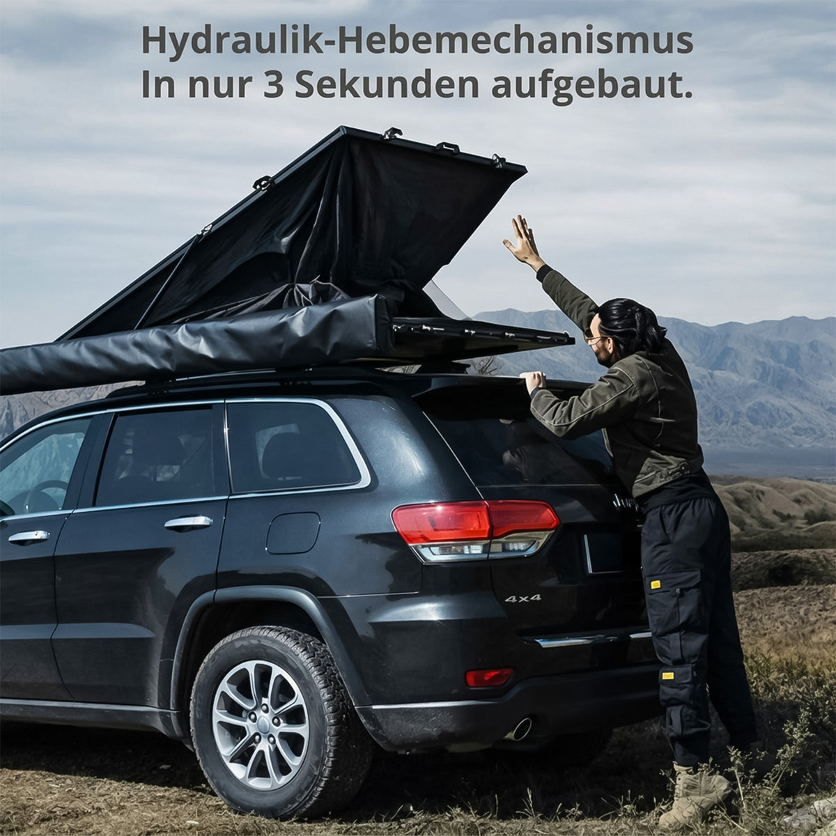 KINGCAMP Auto Dachzelt Open Road LW 2 Personen Hartschale Automatik Zelt Alu