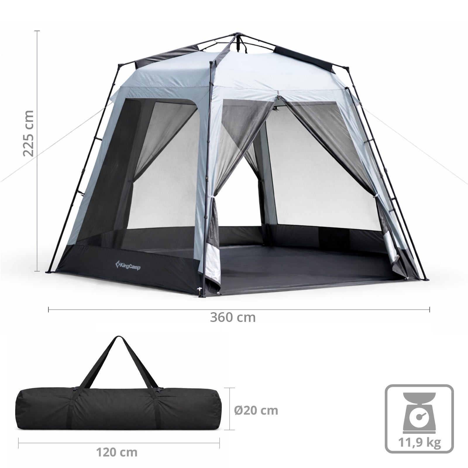 KINGCAMP Automatik Pavillon Cairo Q Camping Quick Up Festival Garten Zelt UPF50+
