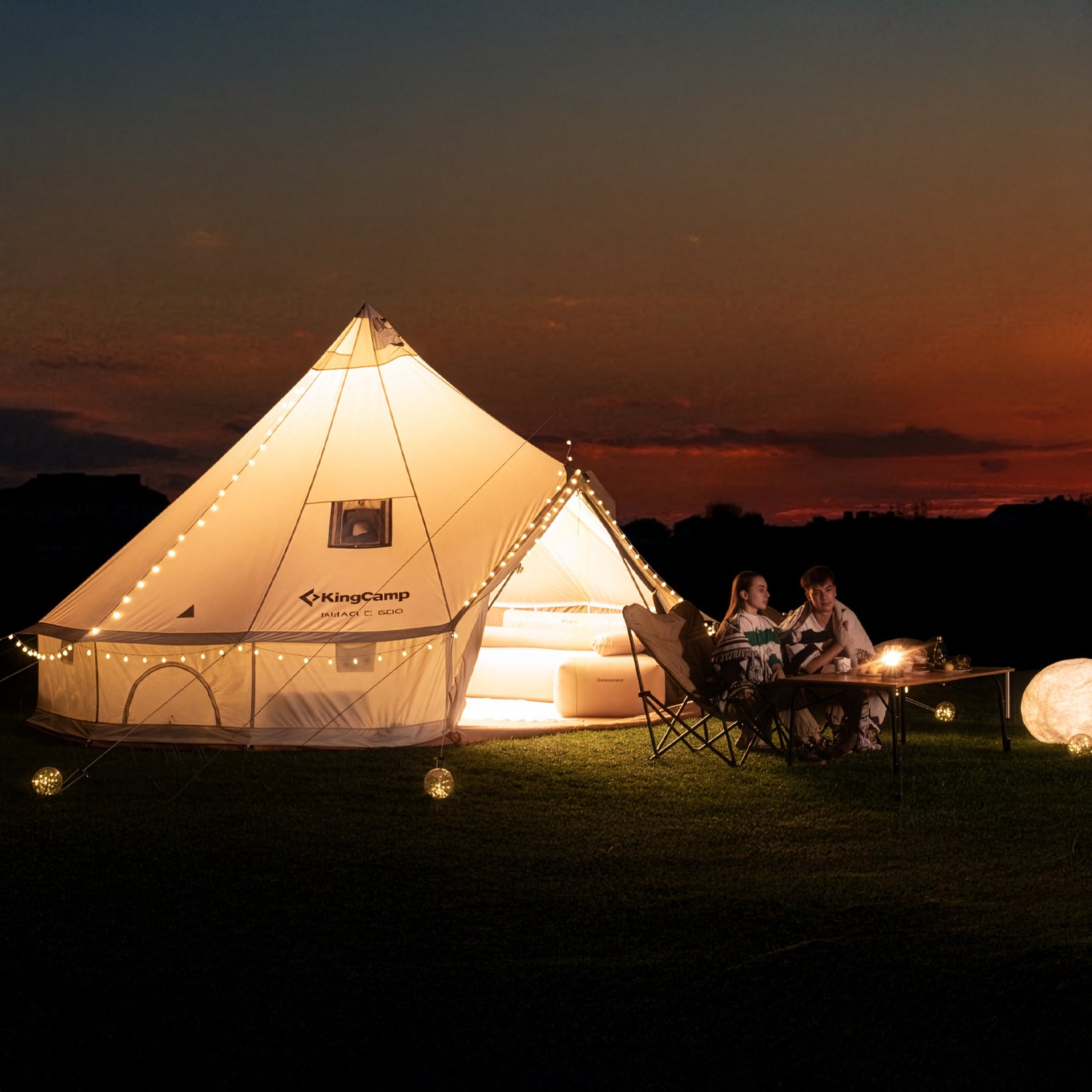 KINGCAMP Tipi Zelt Khan X 400 Familienzelt Glockenzelt 6 Personen Zelt Baumwolle