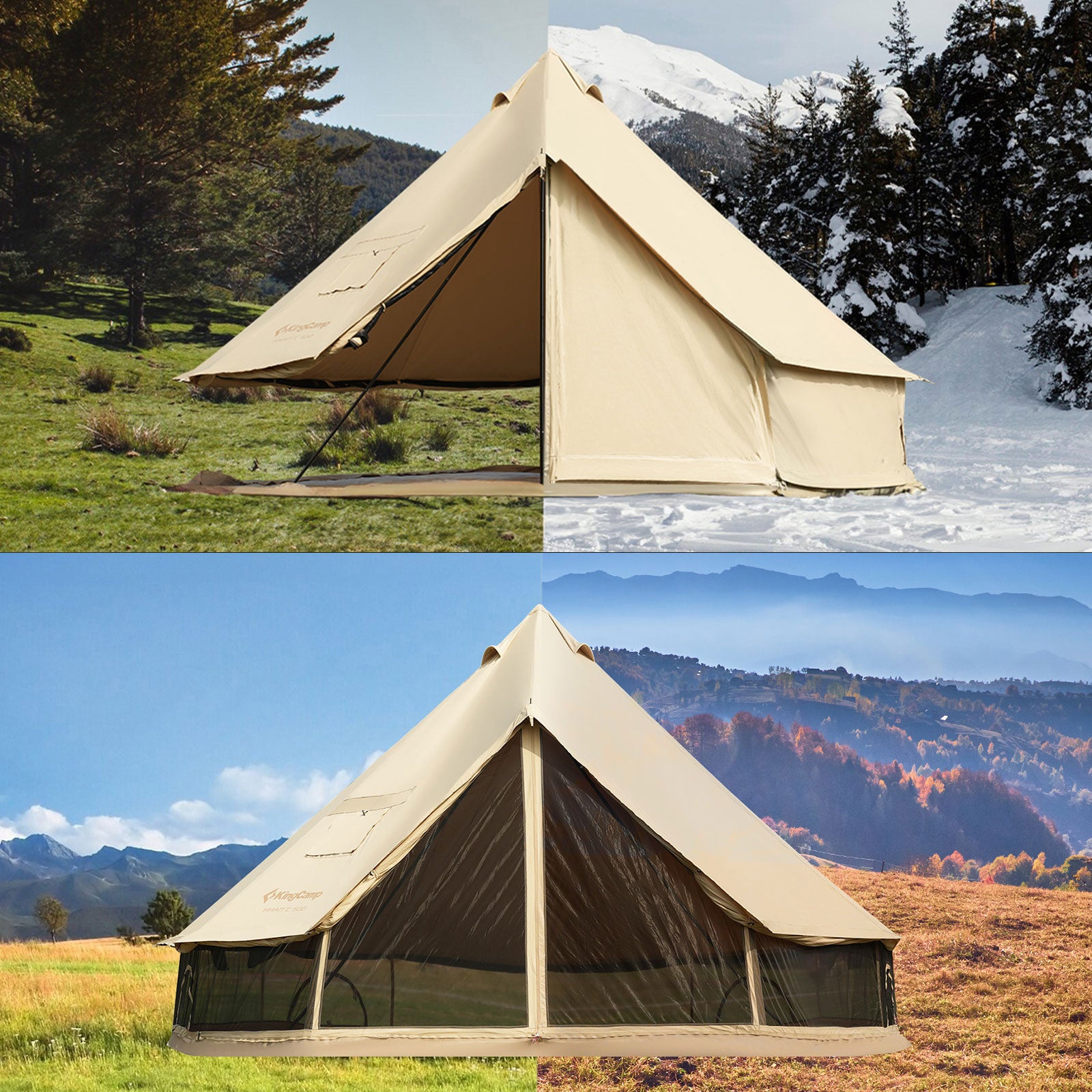 KINGCAMP Tipi Zelt Khan X 400 Familienzelt Glockenzelt 6 Personen Zelt Baumwolle