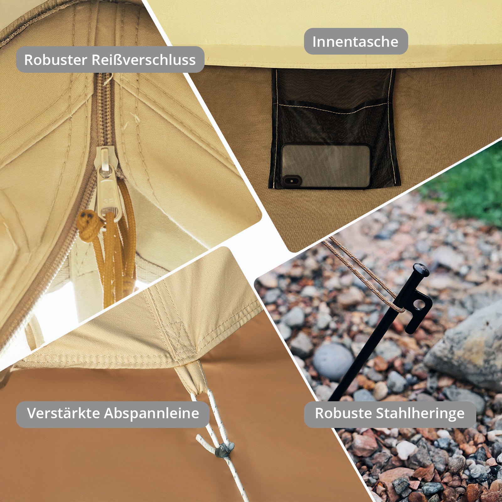 KINGCAMP Tipi Zelt Khan X 400 Familienzelt Glockenzelt 6 Personen Zelt Baumwolle