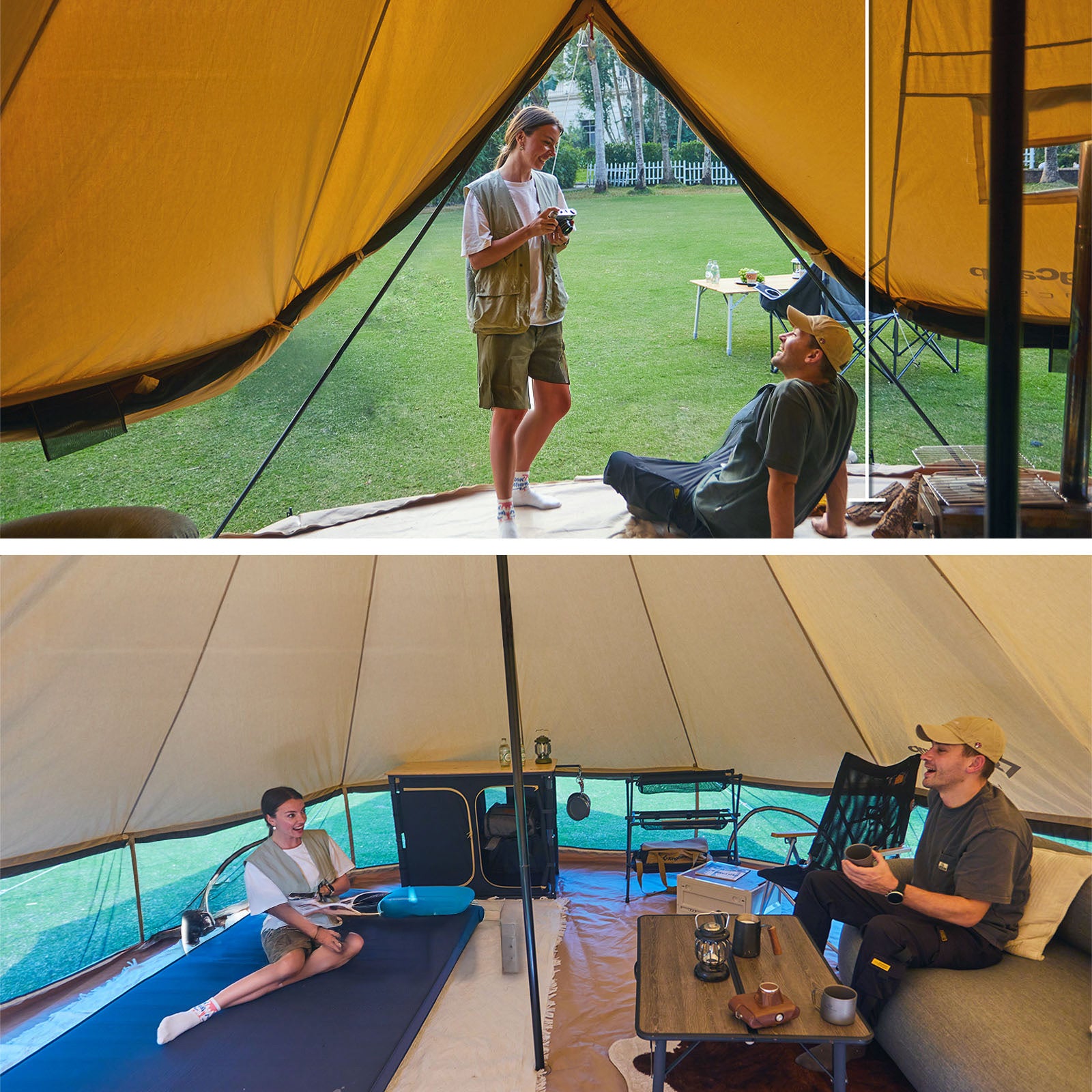 KINGCAMP Tipi Zelt Khan X 500 Familienzelt Glockenzelt 8 Personen Zelt Baumwolle
