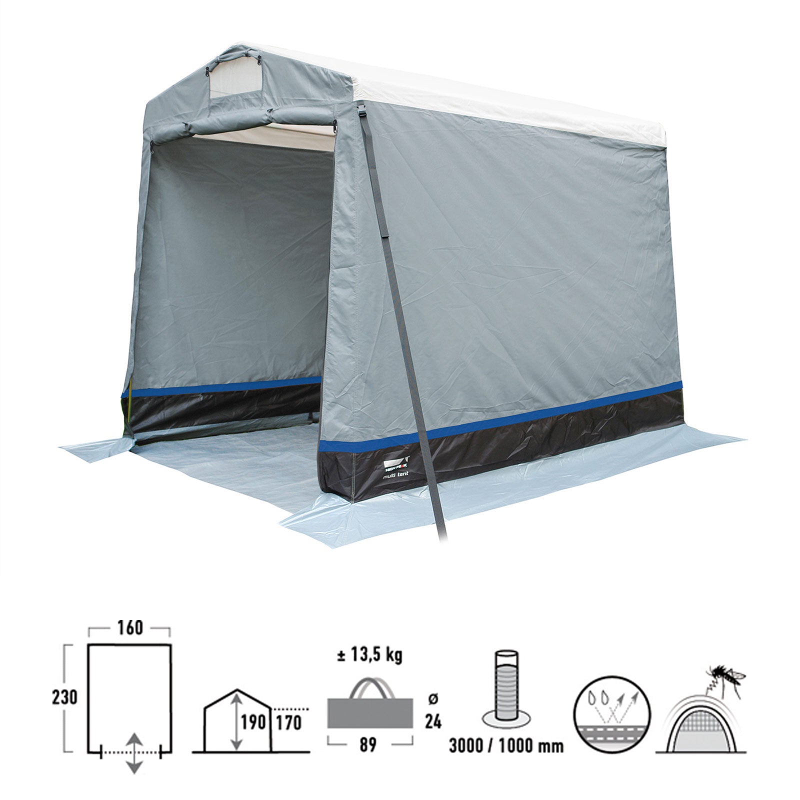 HIGH PEAK Tente de rangement multi-tentes Tente de cuisine de camping Équipement de vestiaire Tente supplémentaire