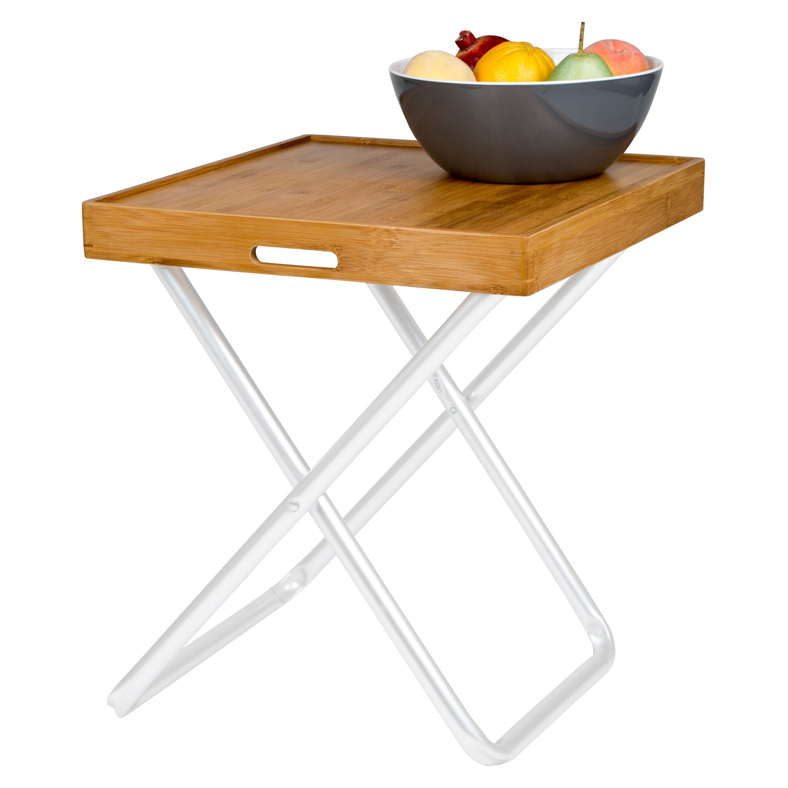 BO-CAMP Holz Tablett 2in1 Serviertablett & Tischplatte Frühstück Griff Bambus