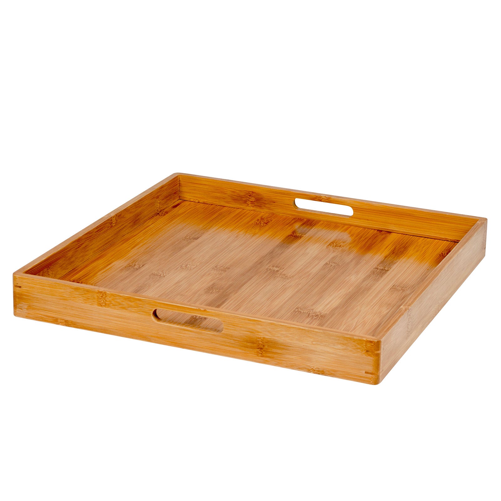 BO-CAMP Holz Tablett 2in1 Serviertablett & Tischplatte Frühstück Griff Bambus