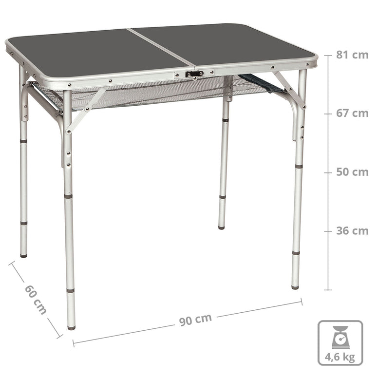 BO-CAMP aluminum folding table, camping table, side table, folding table, suitcase table, 4 heights