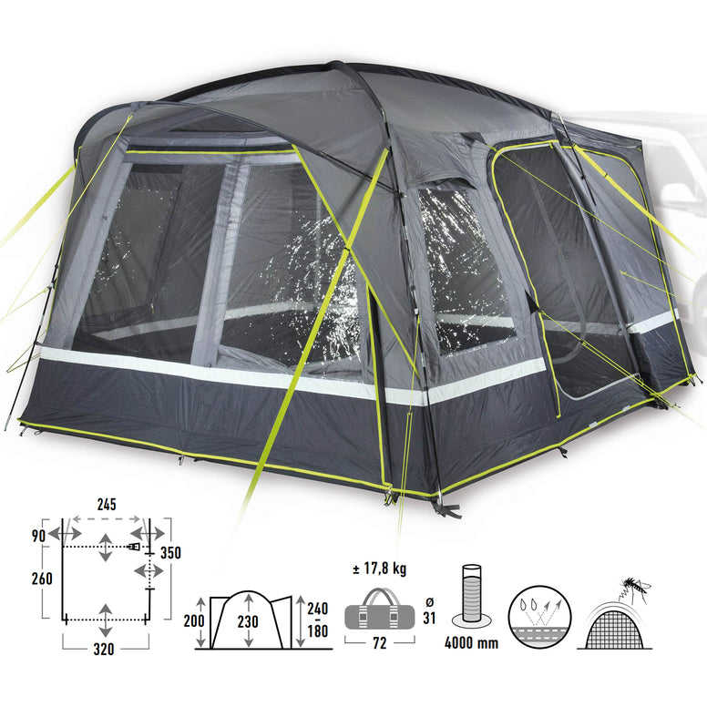 HIGH PEAK Bus Tent Tour 2.0 Van SUV VW Camping Tent Awning Bus Awning 4000 mm